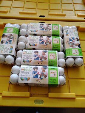 72 PLAIN WHITE FAUX EGGS WITH ACCESSORIES FOR DECORATING